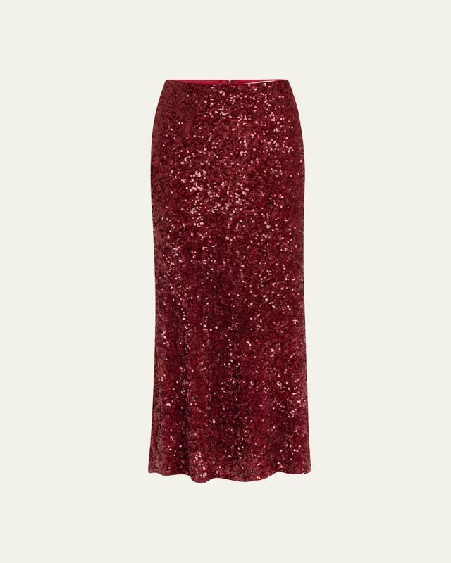 Maeve Sequined Kick-Flare Slip Skirt